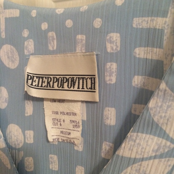 Blouse Set Blue White Sz M Peter Popovitch - Picture 6 of 8